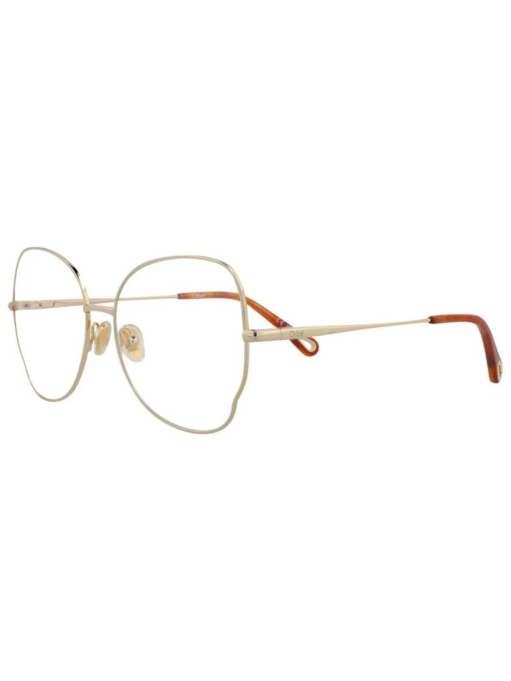 New Chloé Women's Eyeglasses Cat Eye Metal Frame Gold Gold Transparent